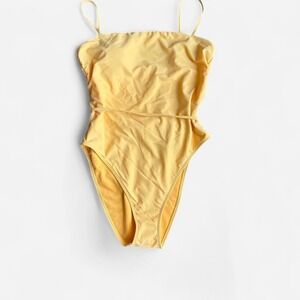 NWT Hollister Butter Yellow Cheeky One Piece w/ waist tie Sz Lg